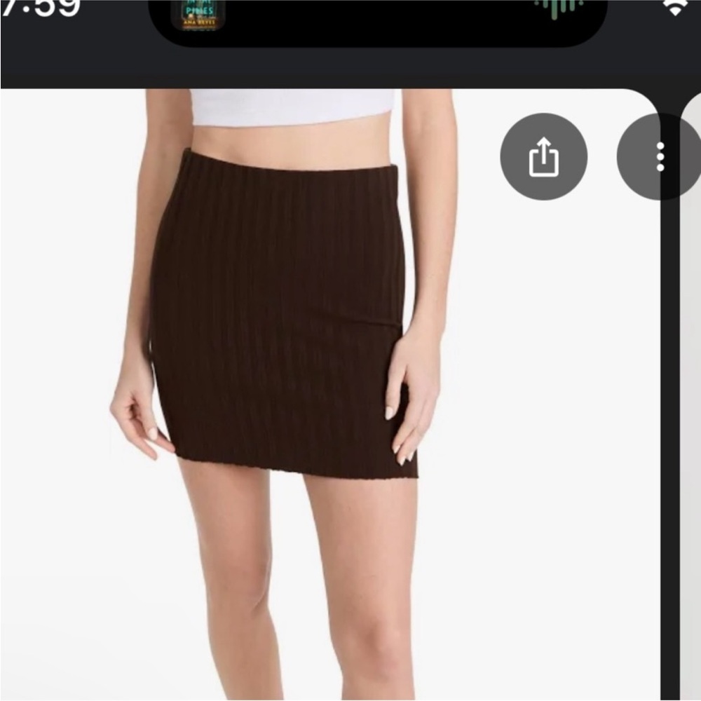 Cotton Citizen Brown Neutral Ribbed Mini Skirt XS NWT